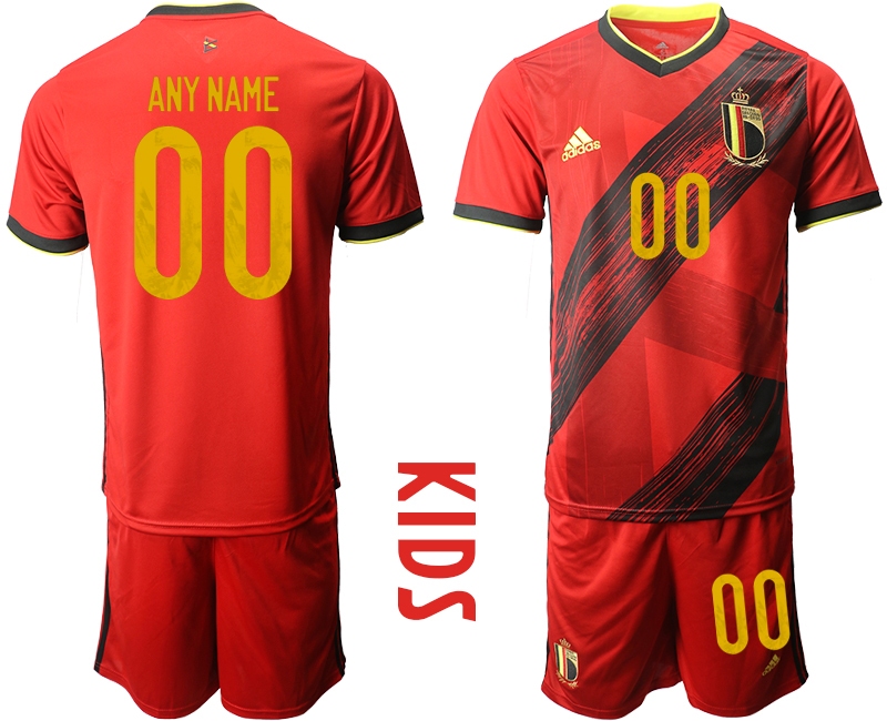 Youth 2021 European Cup Belgium home red customized Soccer Jersey